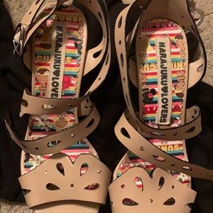 Tan heels with ankle strap